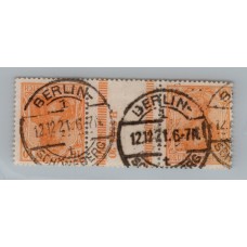 ALEMANIA 1921 ESTAMPILLAS SE-TENANT ZUSAMMENDRUCKE USADA MICHEL KZ1 MUY RARA 300 EUROS